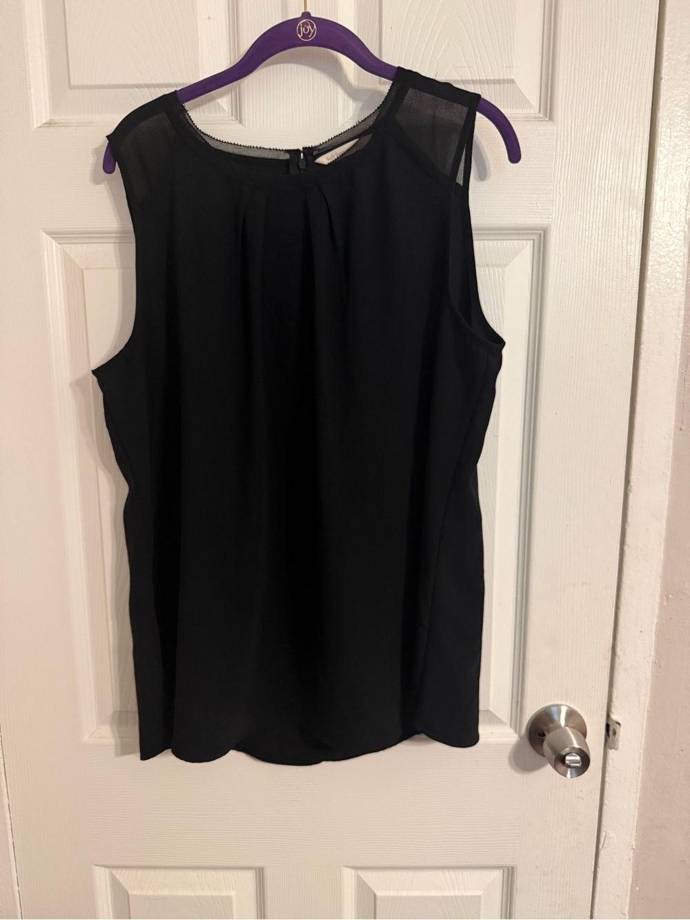 Soft Surroundings Black Sleeveless Mesh Yoke Camisole